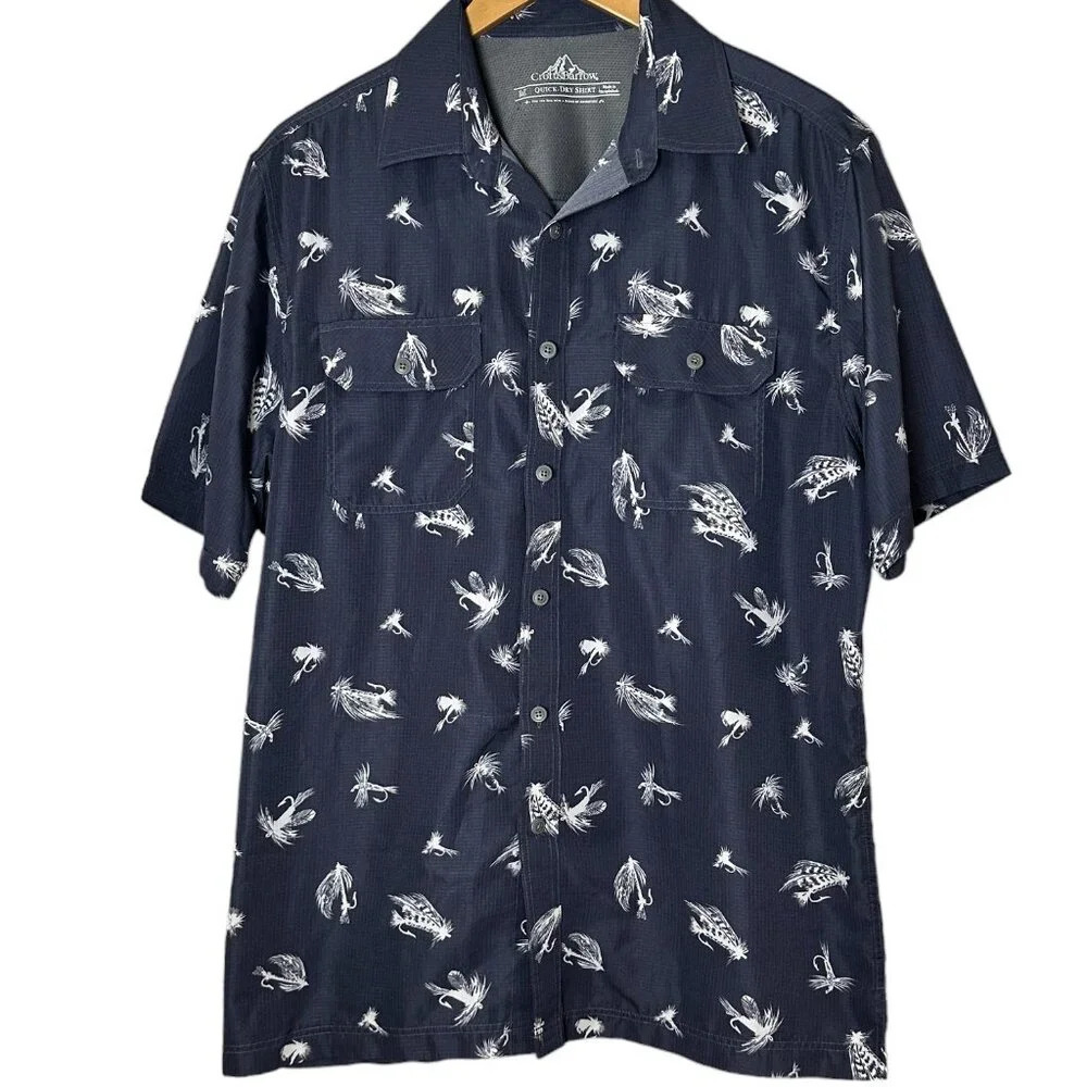 CROFT & BARROW Fishing Sports Quick Dry Hawaiian Shirt M